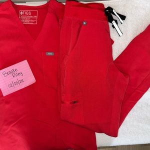 Fig Scrubs -Neon Red -XXS Catarina one-pocket top & XXS Zamora 2.0 Jogger pants